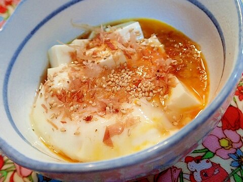 青じそドレッシングで 温泉卵豆腐♬